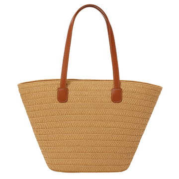 Luxury Designer Straw Tote Bag for Women-Tote Bag-Khaki-Free Shipping Leatheretro