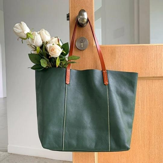 Luxury Genuine Leather Casual Tote Bag-Tote Bag-Blue-Free Shipping Leatheretro
