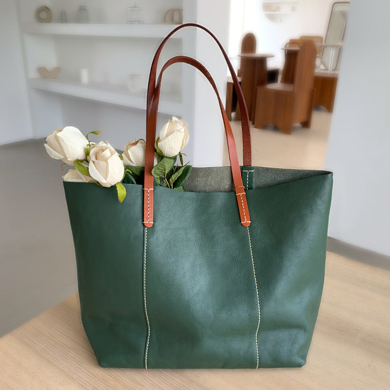 Luxury Genuine Leather Casual Tote Bag-Tote Bag-Blue-Free Shipping Leatheretro