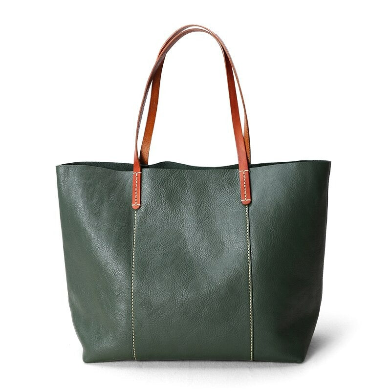 Luxury Genuine Leather Casual Tote Bag-Tote Bag-Green-Free Shipping Leatheretro