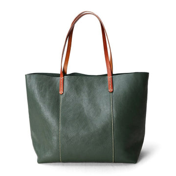 Luxury Genuine Leather Casual Tote Bag-Tote Bag-Green-Free Shipping Leatheretro