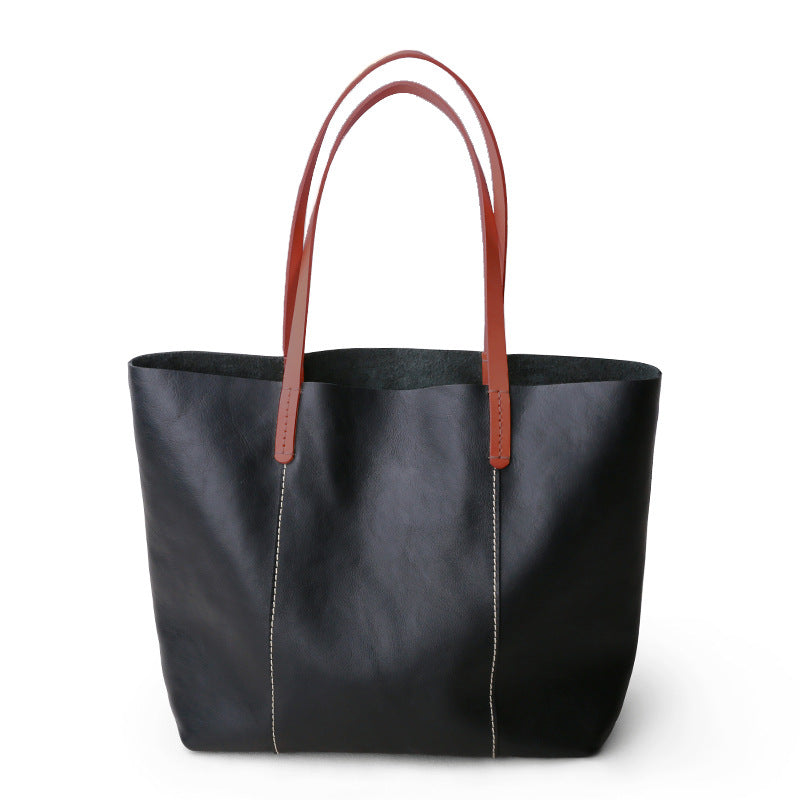Luxury Genuine Leather Casual Tote Bag-Tote Bag-Black-Free Shipping Leatheretro