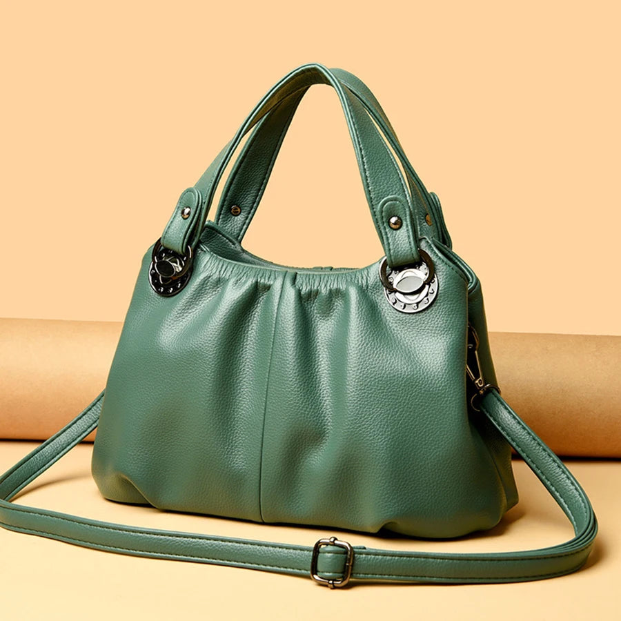 Luxury High-Quality Genuine Leather Women's Shoulder Bag-Handbags-Green-Free Shipping Leatheretro