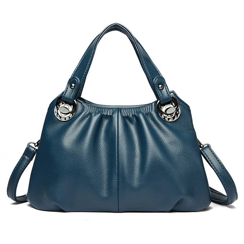 Luxury High-Quality Genuine Leather Women's Shoulder Bag-Handbags-Blue-Free Shipping Leatheretro