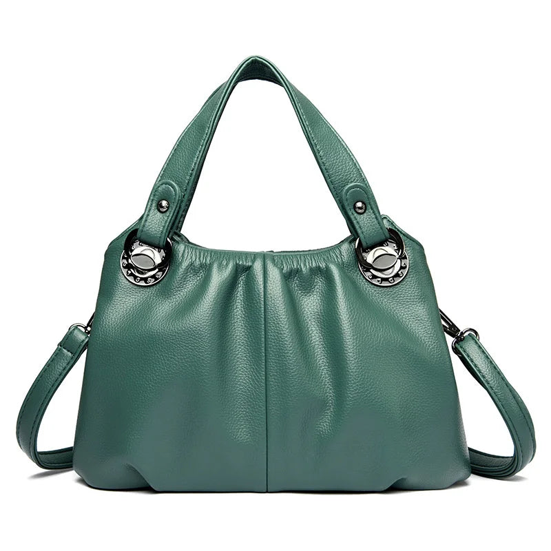 Luxury High-Quality Genuine Leather Women's Shoulder Bag-Handbags-Green-Free Shipping Leatheretro