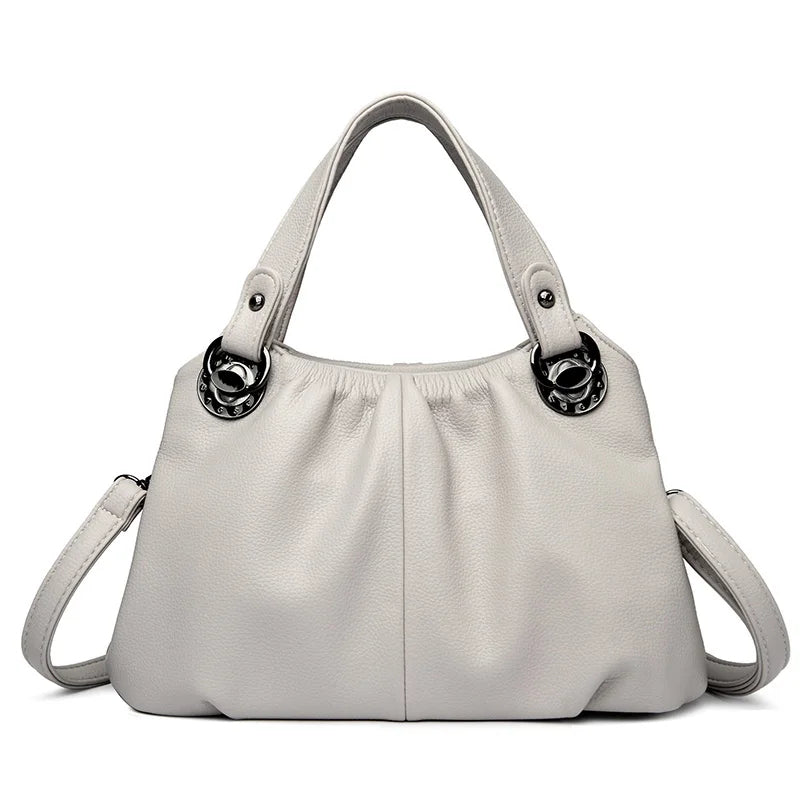 Luxury High-Quality Genuine Leather Women's Shoulder Bag-Handbags-Grey-Free Shipping Leatheretro