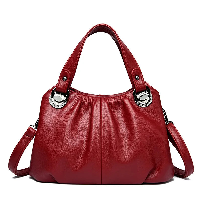 Luxury High-Quality Genuine Leather Women's Shoulder Bag-Handbags-Wine Red-Free Shipping Leatheretro