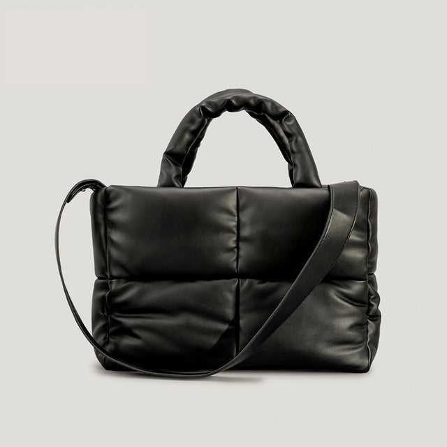 Luxury Nylon Large Tote Shoulder Handbag-Tote Bag-Leather Padded Bag-Black-Free Shipping Leatheretro