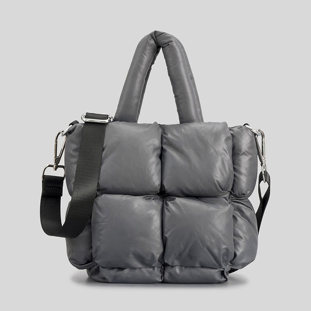Luxury Nylon Large Tote Shoulder Handbag-Tote Bag-Mini Nylon Bag-Gray-Free Shipping Leatheretro