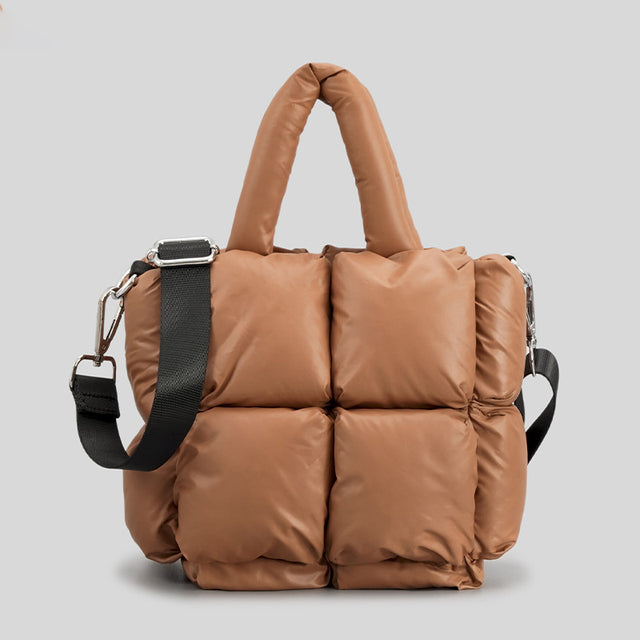 Luxury Nylon Large Tote Shoulder Handbag-Tote Bag-Mini Nylon Bag-Brown-Free Shipping Leatheretro
