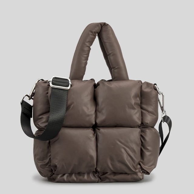 Luxury Nylon Large Tote Shoulder Handbag-Tote Bag-Mini Nylon Bag-Coffee-Free Shipping Leatheretro
