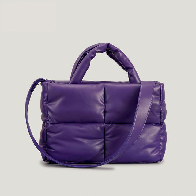 Luxury Nylon Large Tote Shoulder Handbag-Tote Bag-Leather Padded Bag-Purple-Free Shipping Leatheretro
