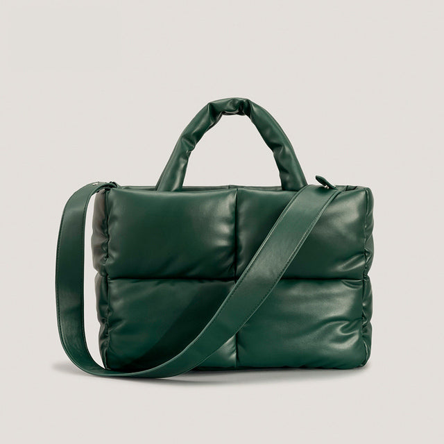 Luxury Nylon Large Tote Shoulder Handbag-Tote Bag-Leather Padded Bag-Green-Free Shipping Leatheretro