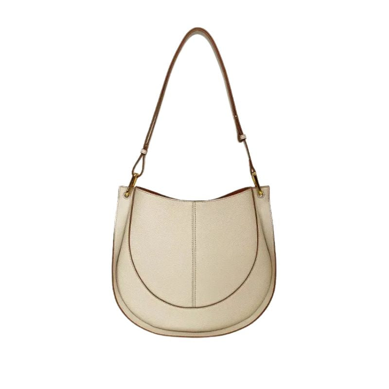 Luxury Soft Leather Crossbody Saddle Bag-Handbags-Beige-Free Shipping Leatheretro
