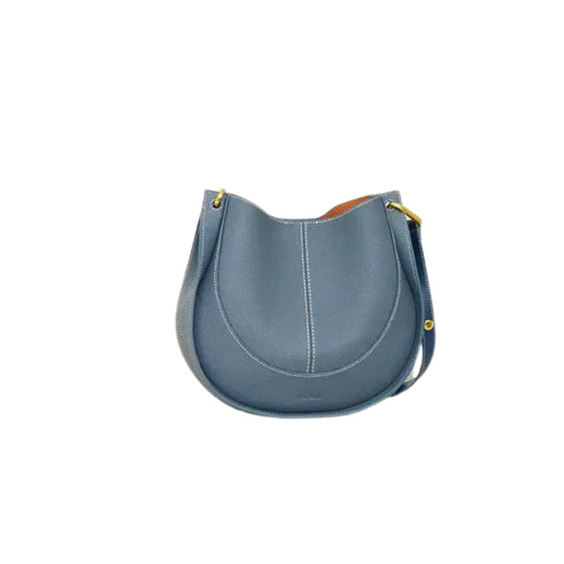 Luxury Soft Leather Crossbody Saddle Bag-Handbags-Gray Blue-Free Shipping Leatheretro