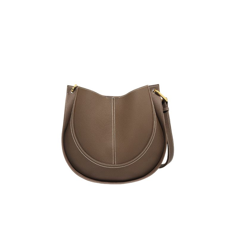 Luxury Soft Leather Crossbody Saddle Bag-Handbags-Beige-Free Shipping Leatheretro
