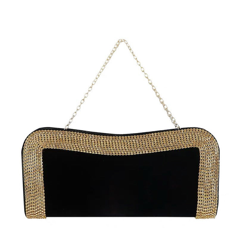 Luxury Velvet Clutch Diamond Ladies Handbag-Clutch-Black-Free Shipping Leatheretro