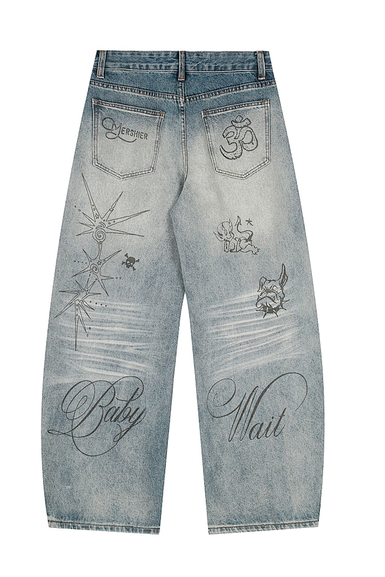 CLP Washed Graffiti Jeans-Jeans-S-Free Shipping Leatheretro