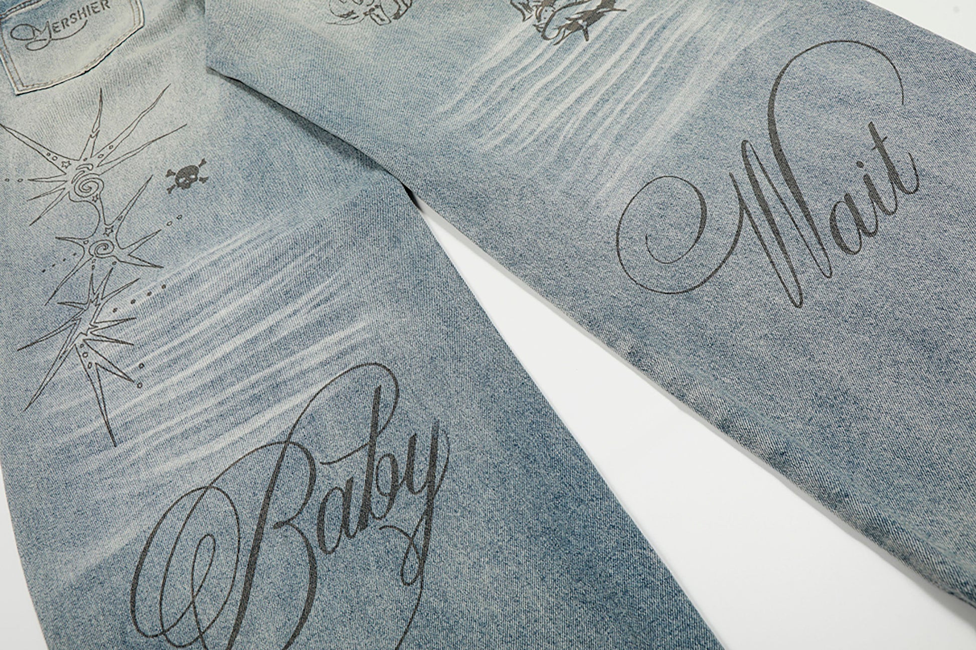 CLP Washed Graffiti Jeans-Jeans-S-Free Shipping Leatheretro
