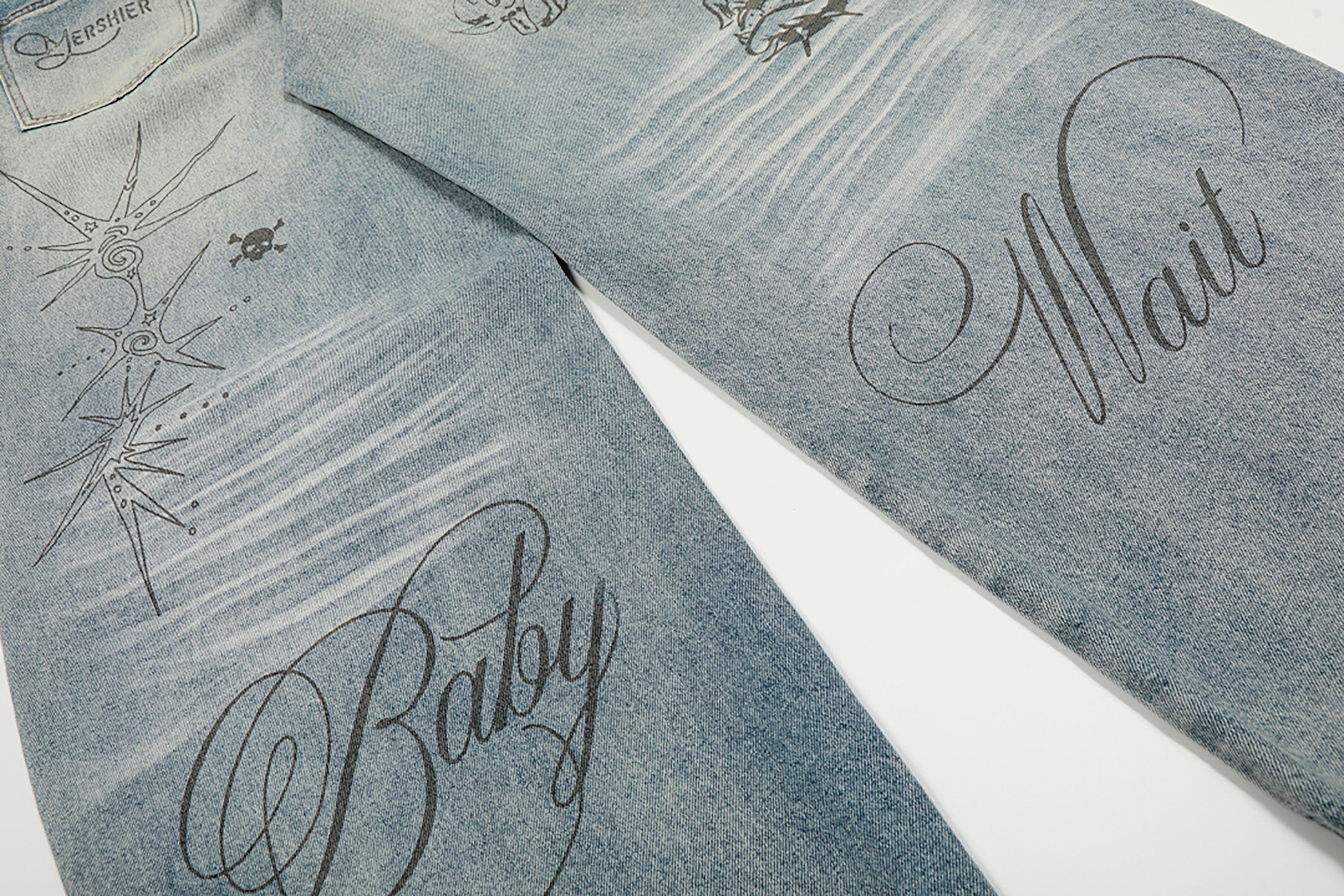 CLP Washed Graffiti Jeans-Jeans-S-Free Shipping Leatheretro