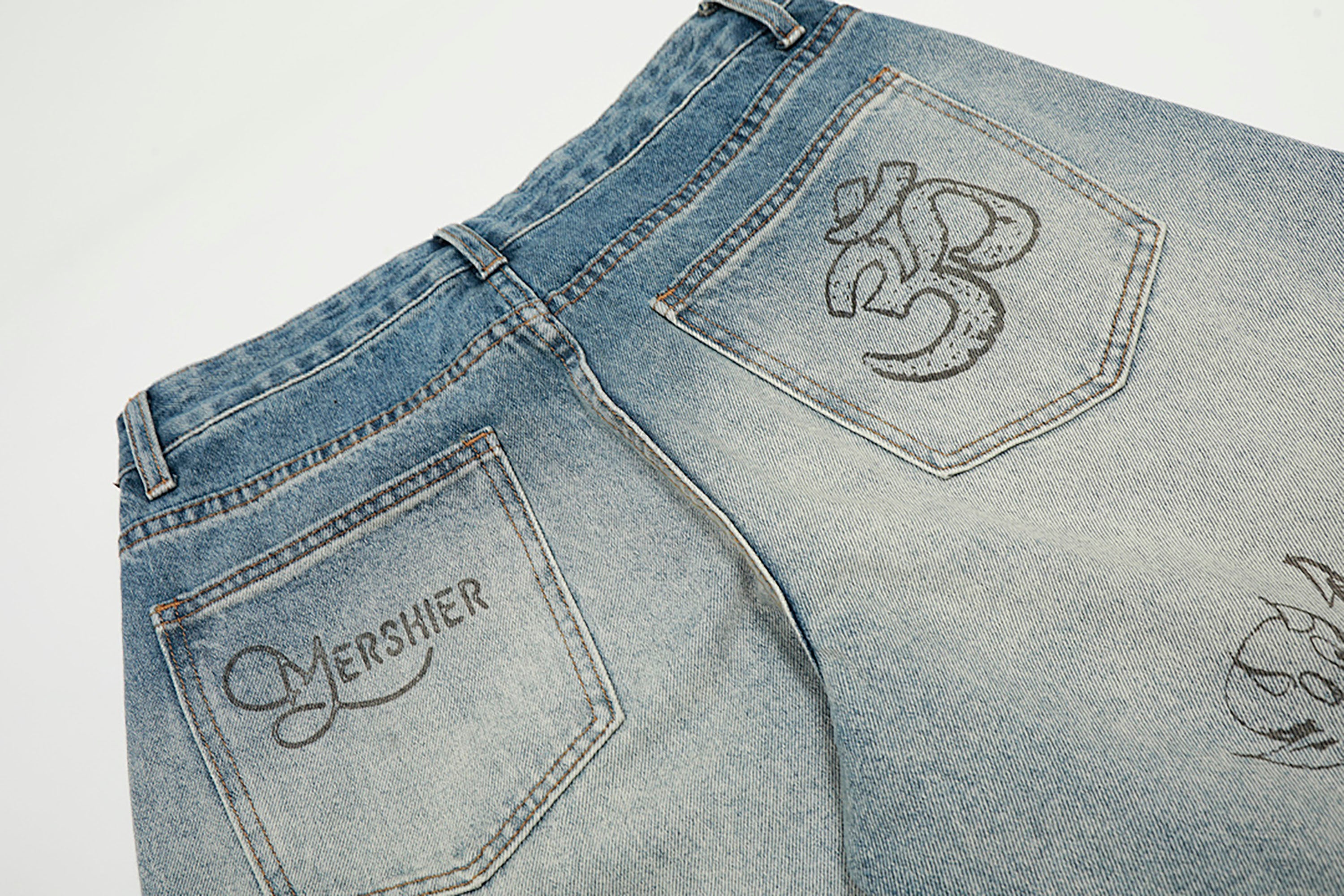 CLP Washed Graffiti Jeans-Jeans-S-Free Shipping Leatheretro