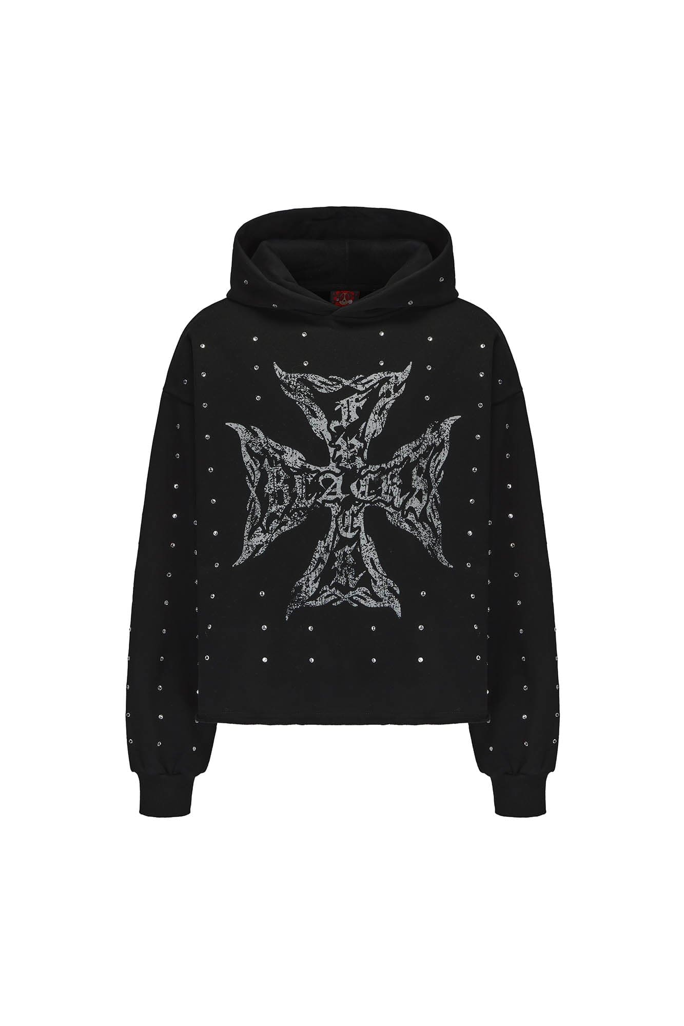 BLACK8MOB Full Studded Cross Hoodie-Hoodie-S-Free Shipping Leatheretro