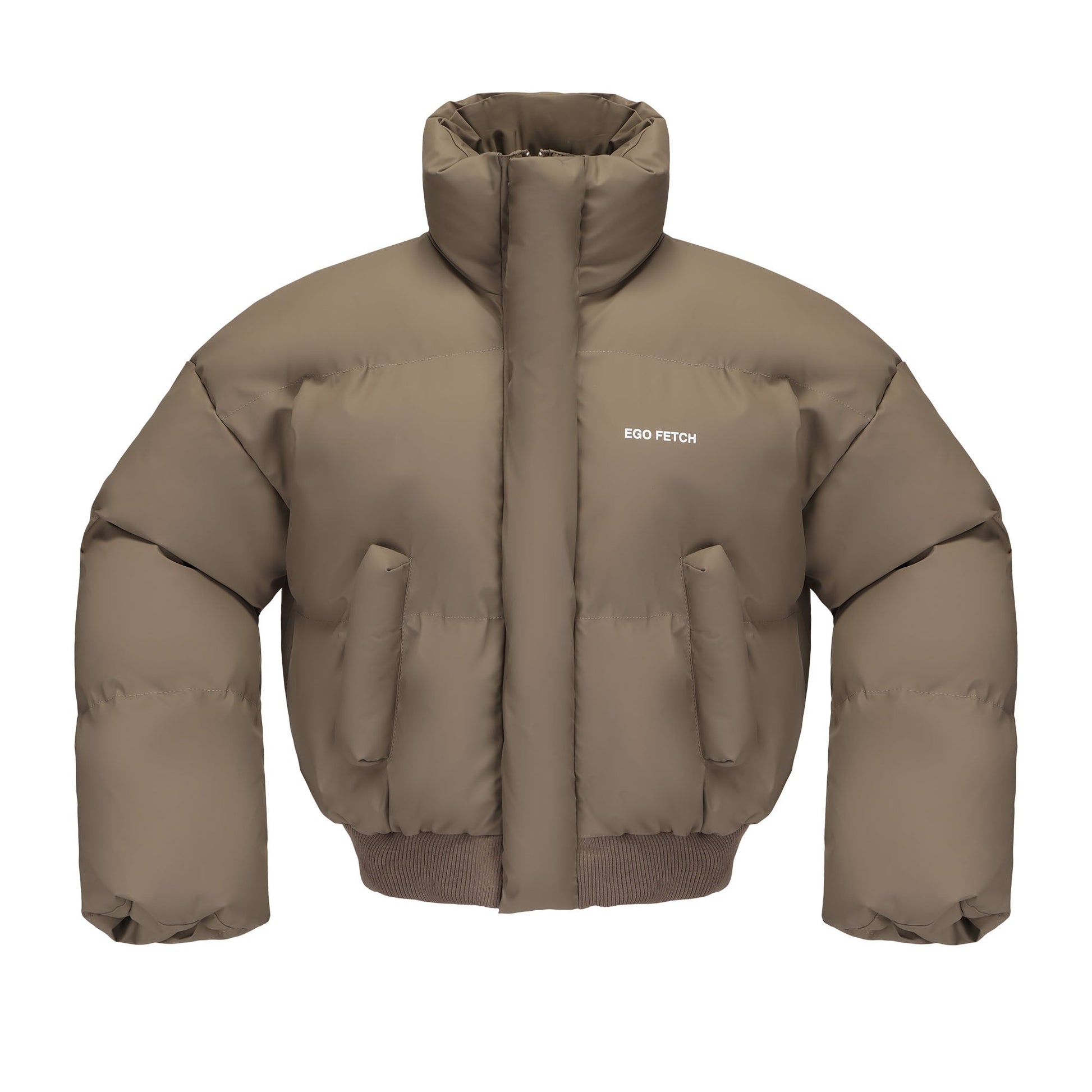 EGOFETCH Essential Cropped Puffer Jacket-Jacket-M-Coffee-Free Shipping Leatheretro