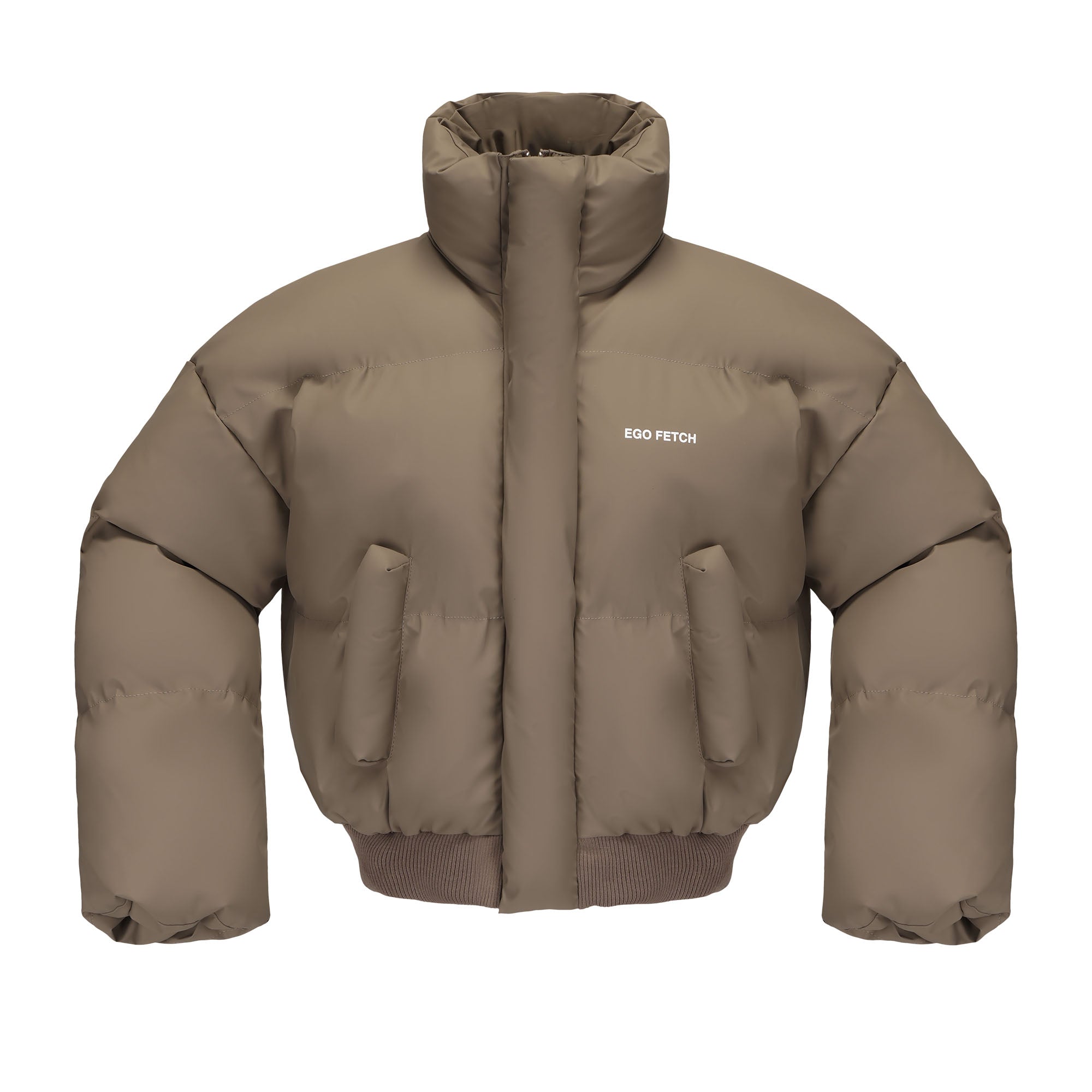 EGOFETCH Essential Cropped Puffer Jacket-Jacket-M-Coffee-Free Shipping Leatheretro