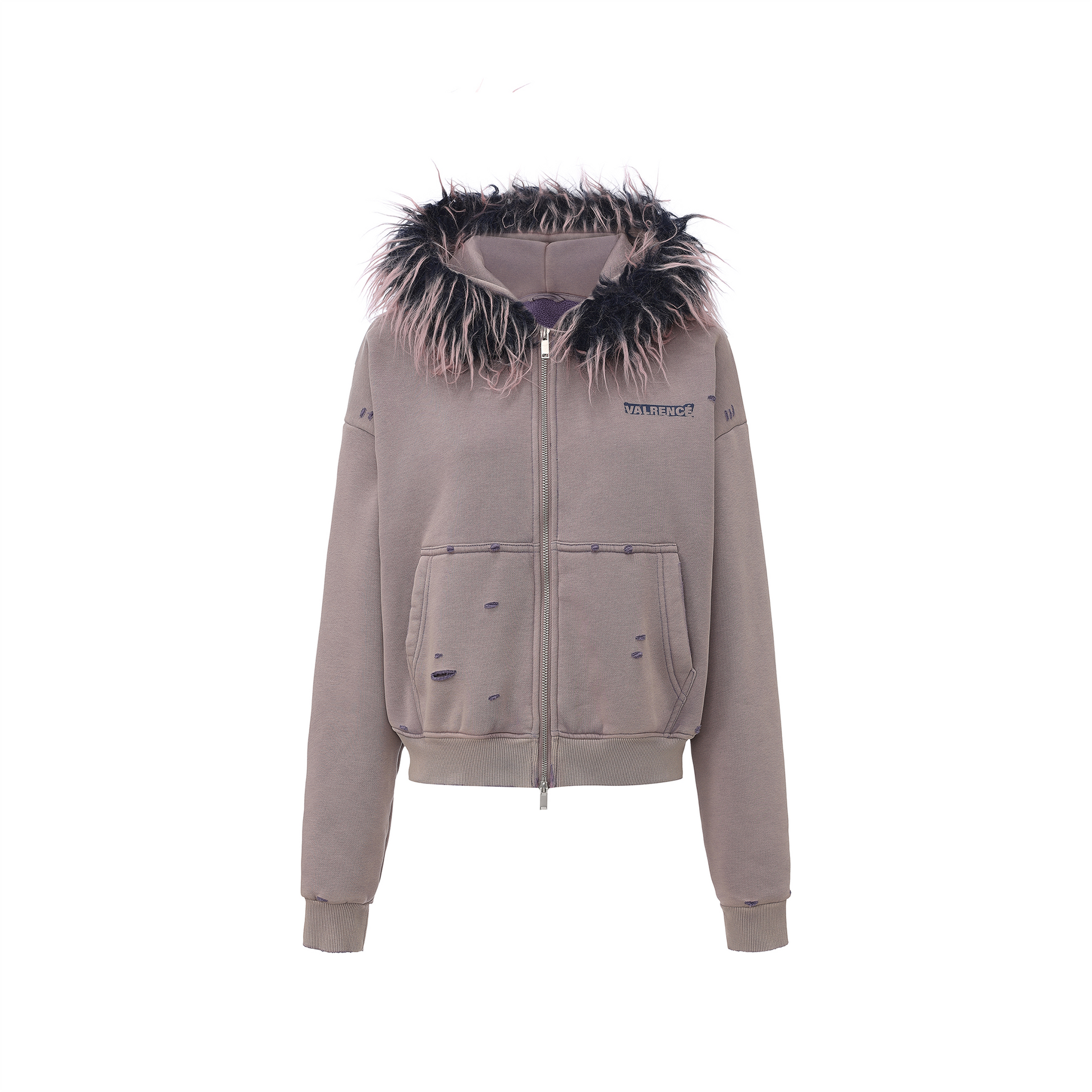 VANN VALRENCE Detachable Faux Fur Hood Distressed Jacket-Jacket-S-Free Shipping Leatheretro