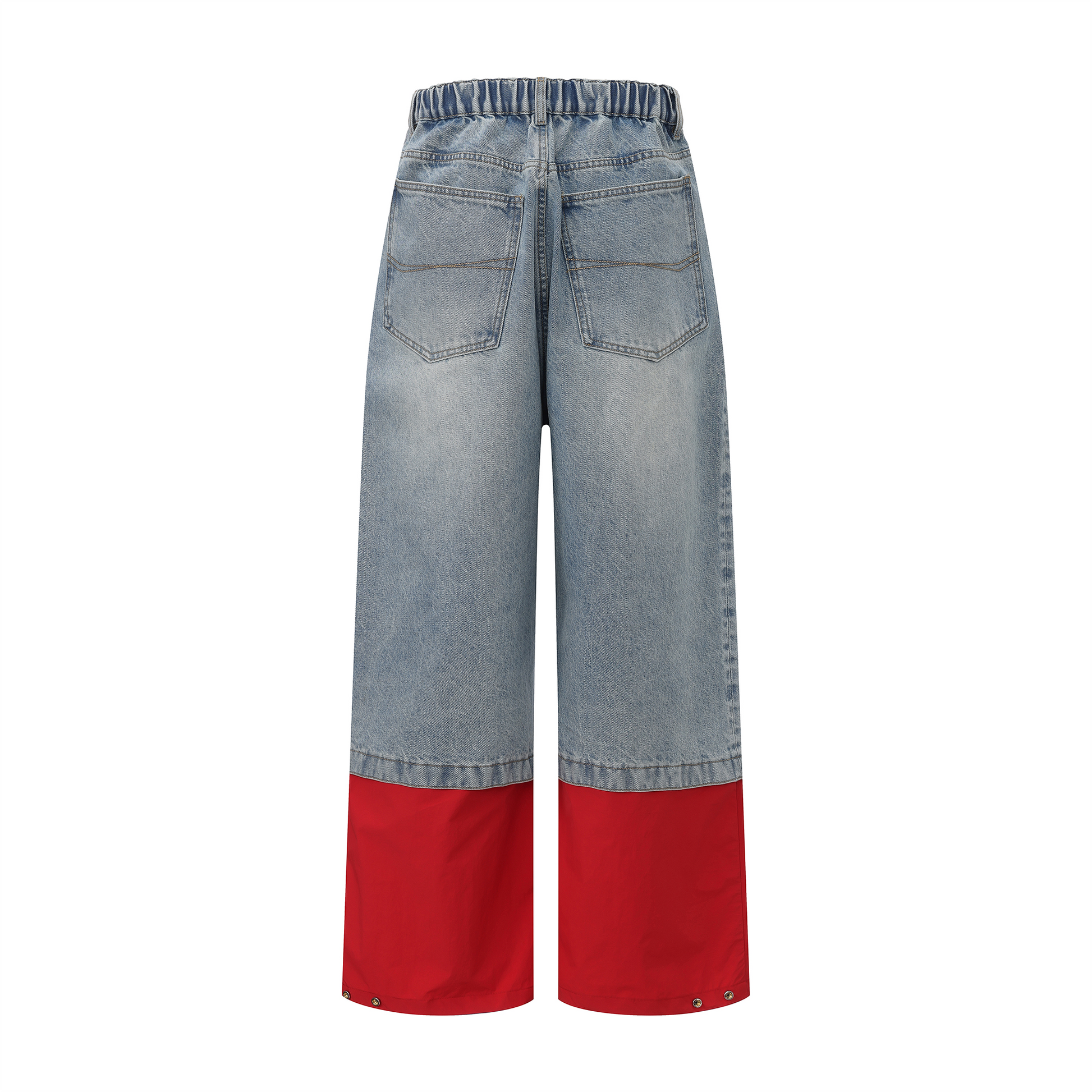 VANN VALRENCE Contrast Panel LOGO Patch Washed Jeans-Jeans-S-Free Shipping Leatheretro