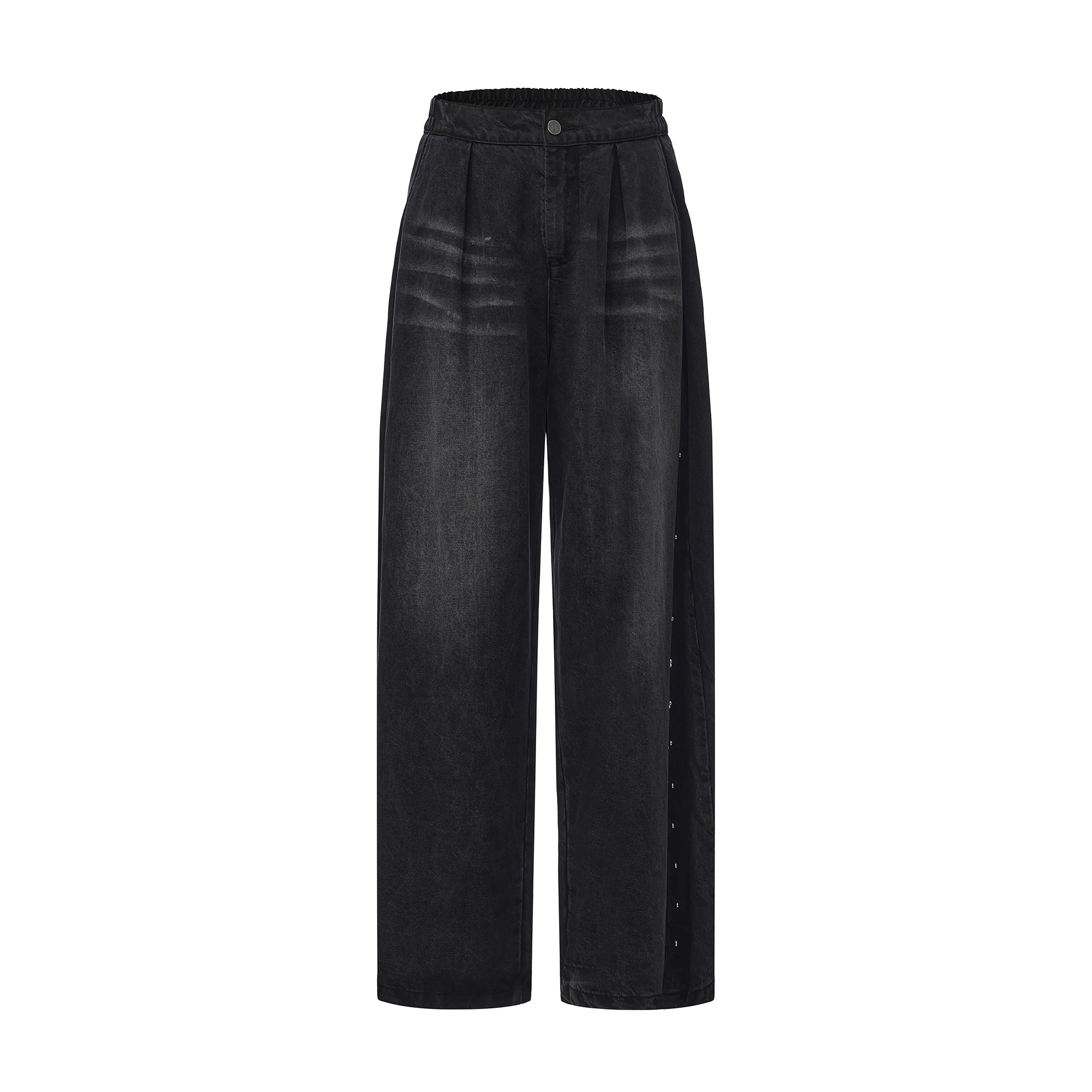 VANN VALRENCE Washed Rivet Tencel Straight-Leg Jeans-Jeans-S-Free Shipping Leatheretro