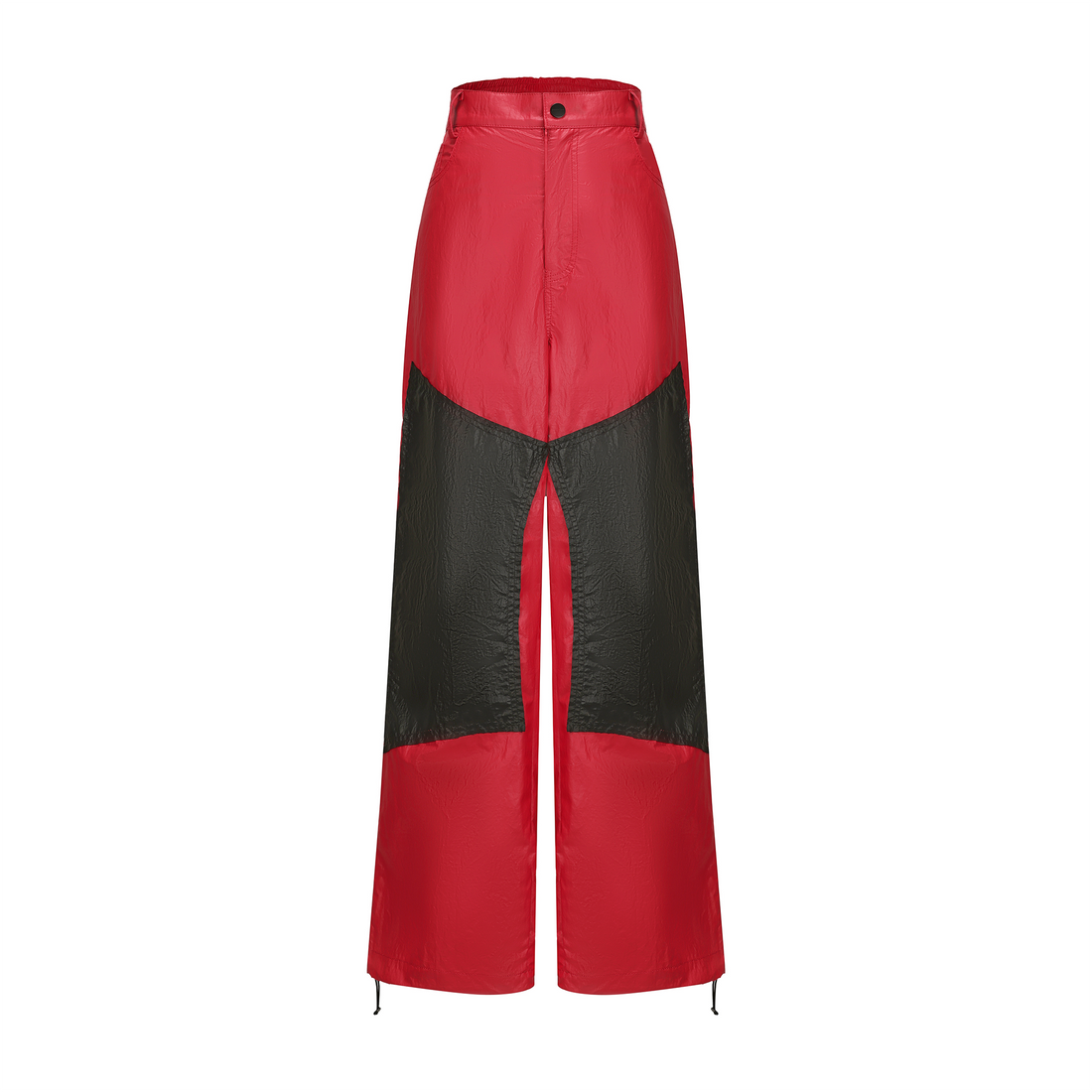 VANN VALRENCE Contrast Double-Knee Glossy Wide-Leg Pants-Pants-S-Free Shipping Leatheretro