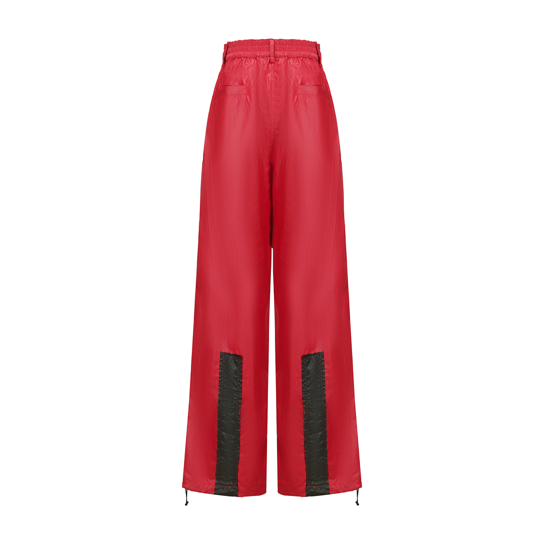 VANN VALRENCE Contrast Double-Knee Glossy Wide-Leg Pants-Pants-S-Free Shipping Leatheretro