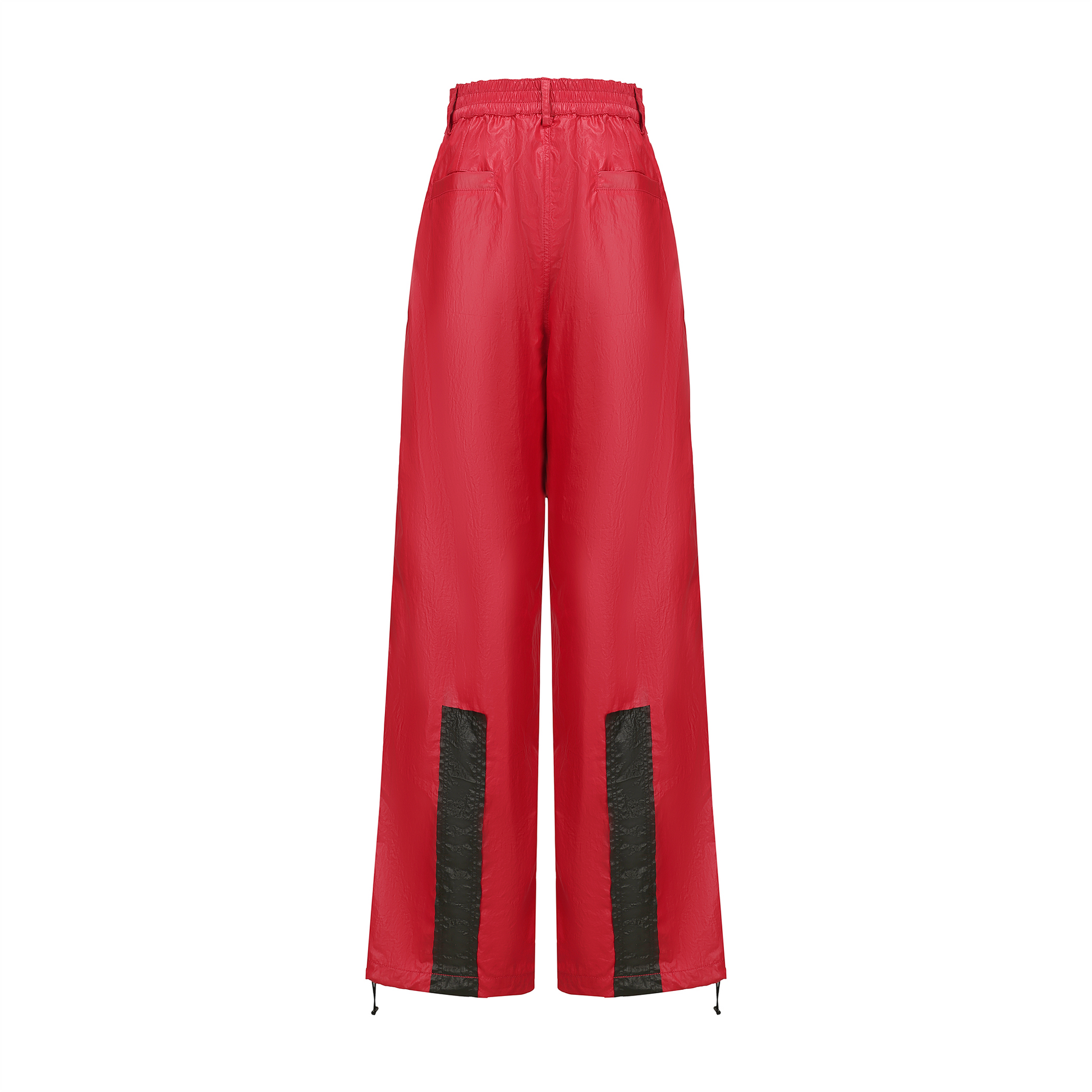 VANN VALRENCE Contrast Double-Knee Glossy Wide-Leg Pants-Pants-S-Free Shipping Leatheretro