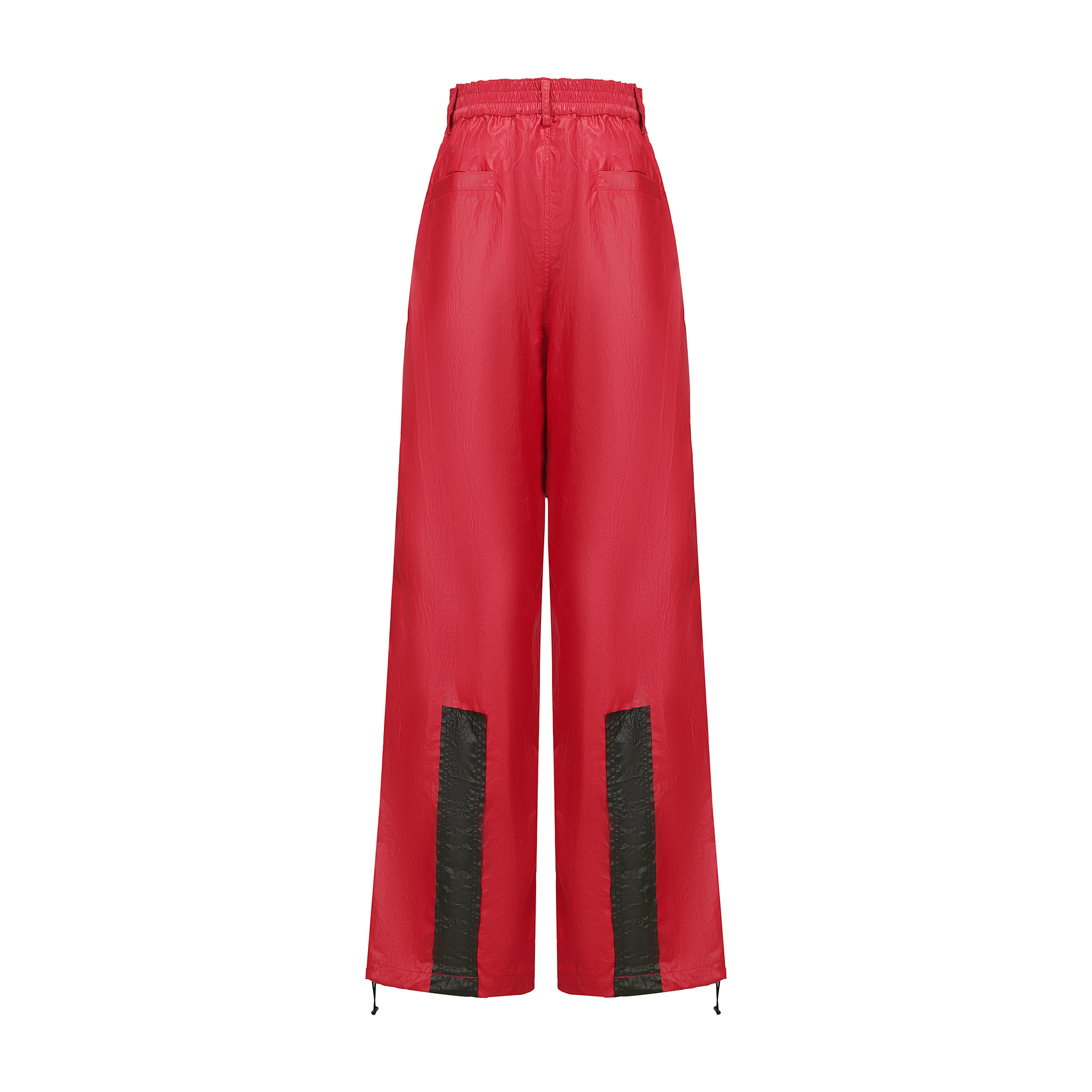 VANN VALRENCE Contrast Double-Knee Glossy Wide-Leg Pants-Pants-S-Free Shipping Leatheretro
