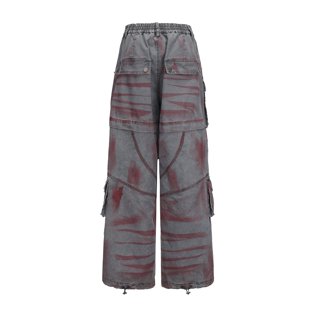 VANN VALRENCE Washed Distressed Multi-Pocket Utility Jeans-Jeans-S-Free Shipping Leatheretro