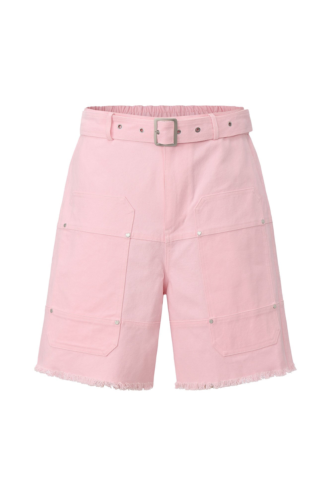 VANN VALRENCE Belt Raw-Edge Cotton Shorts-Shorts-S-Free Shipping Leatheretro