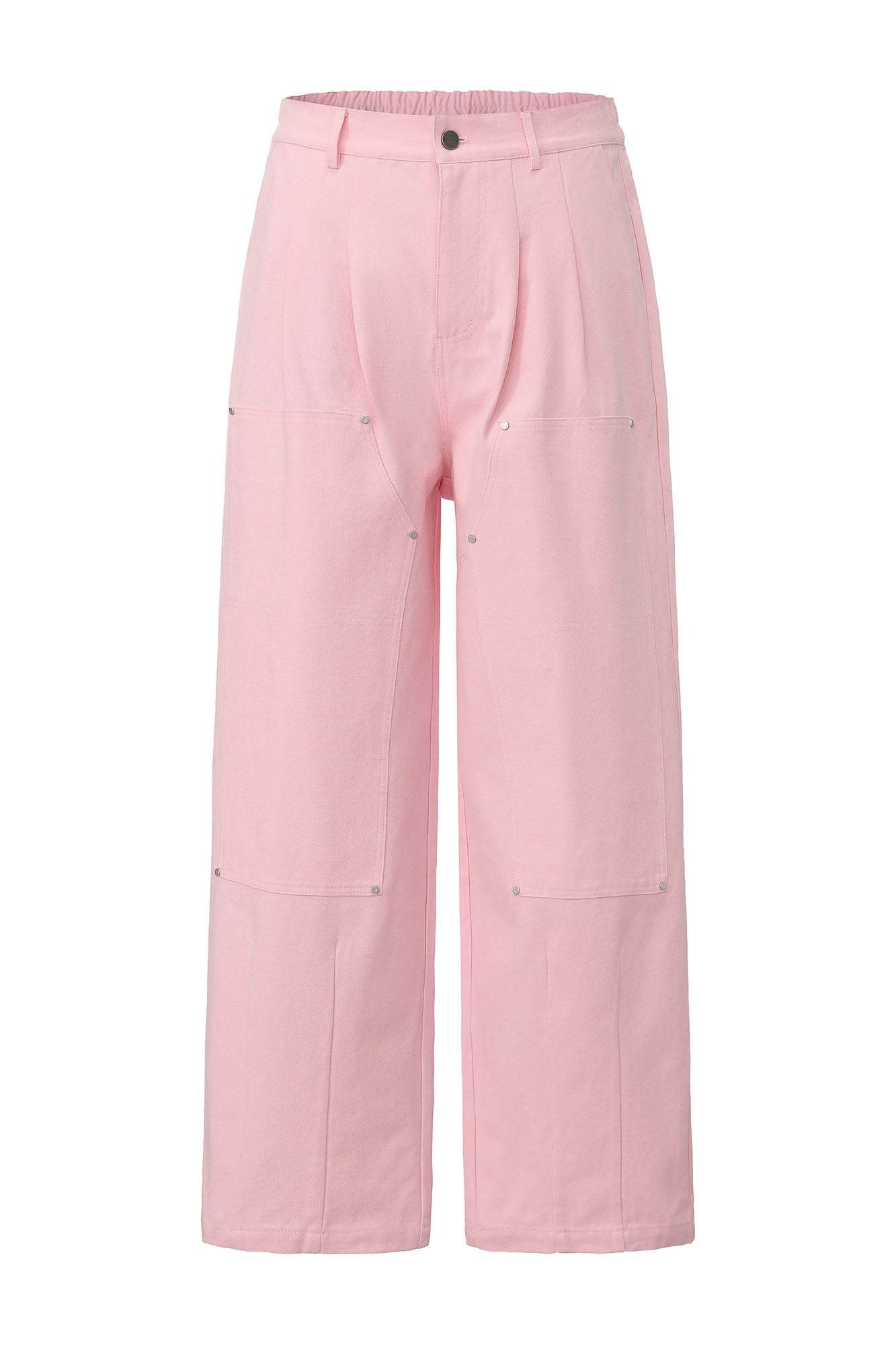 VANN VALRENCE Double-Knee Pleats Cotton Straight-Leg Pants-Pants-S-Free Shipping Leatheretro