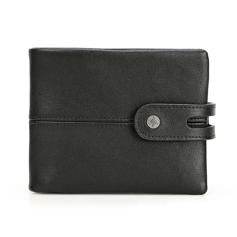 Men's Crazy Horse Leather Short Coin Purse & Wallet-Wallets & Money Clips-Coffee-Free Shipping Leatheretro