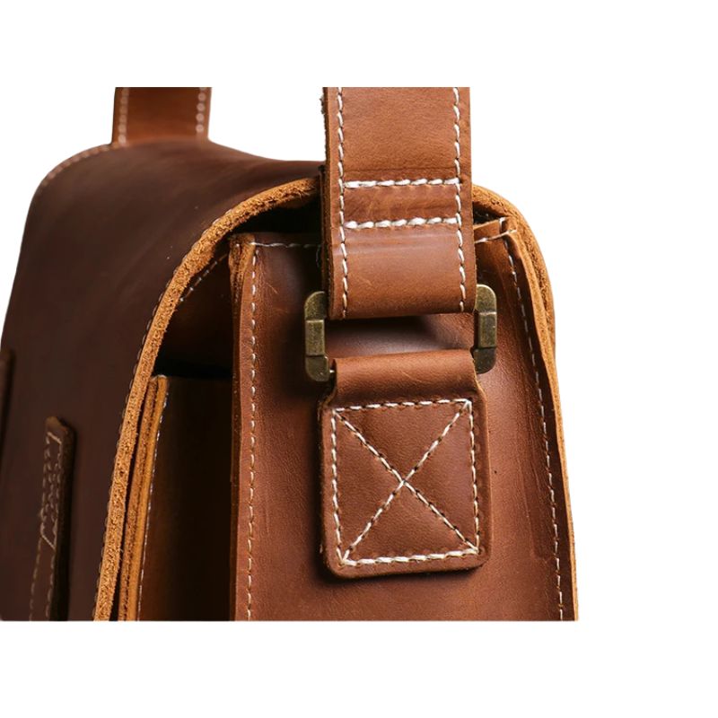 Men's Genuine Leather Crossbody Classic Cambridge Bag-Briefcase-Brown-Free Shipping Leatheretro