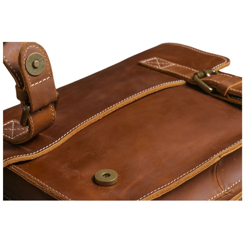 Men's Genuine Leather Crossbody Classic Cambridge Bag-Briefcase-Brown-Free Shipping Leatheretro