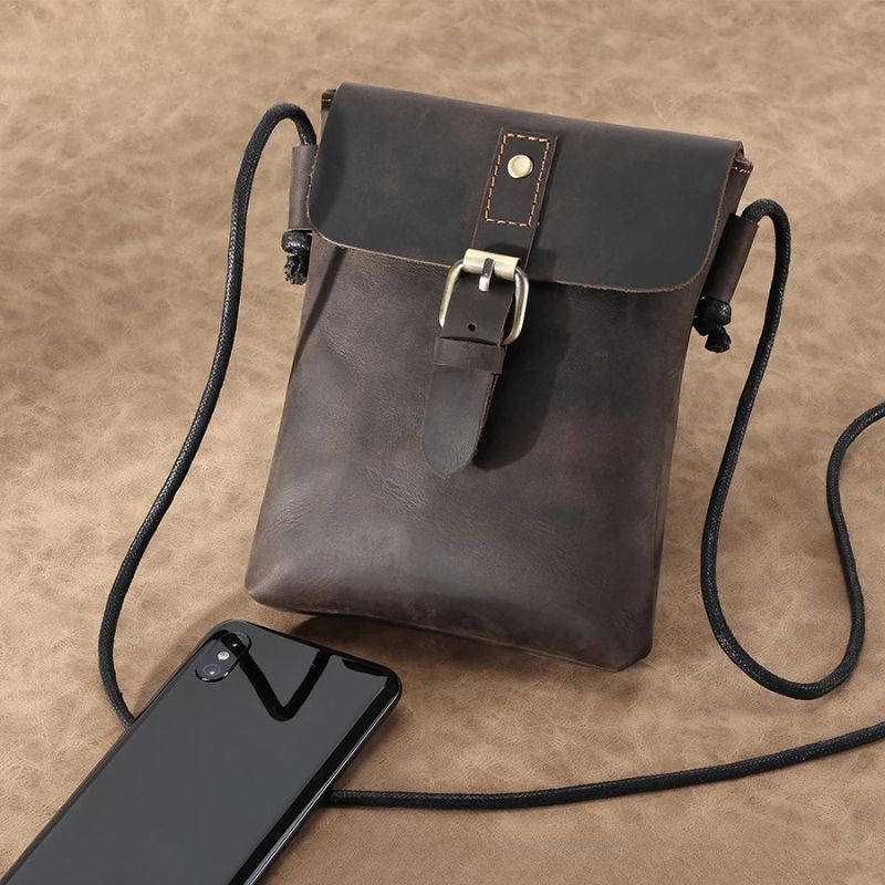 Men's Genuine Leather Small Messenger Bag-Messenger Bag-Coffee-Free Shipping Leatheretro