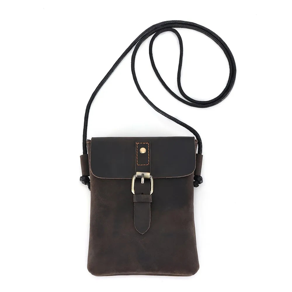 Men's Genuine Leather Small Messenger Bag-Messenger Bag-Coffee-Free Shipping Leatheretro