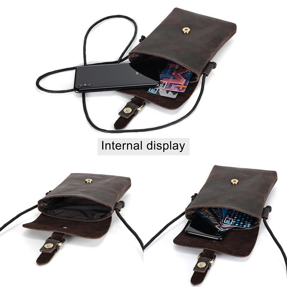 Men's Genuine Leather Small Messenger Bag-Messenger Bag-Coffee-Free Shipping Leatheretro