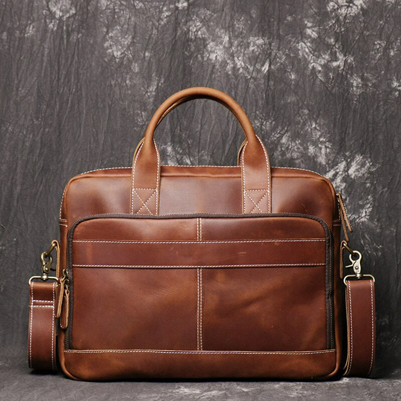 Men's Genuine Leather Vintage Briefcase-Briefcase-Retro Brown-Free Shipping Leatheretro