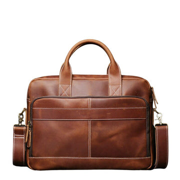 Men's Genuine Leather Vintage Briefcase-Briefcase-Dark Brown-Free Shipping Leatheretro
