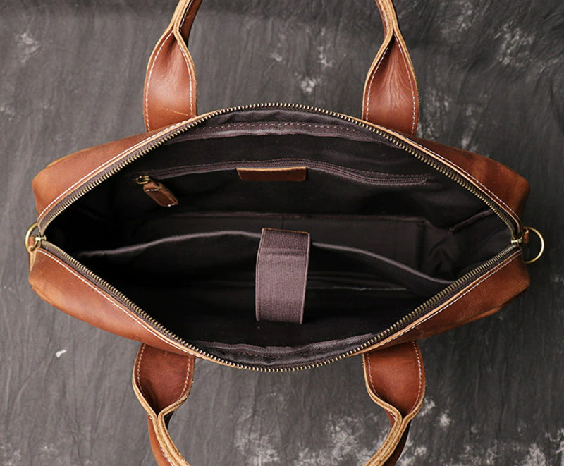 Men's Genuine Leather Vintage Briefcase-Briefcase-Dark Brown-Free Shipping Leatheretro