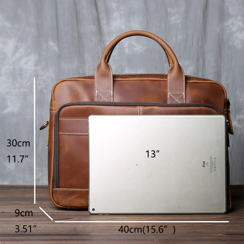 Men's Genuine Leather Vintage Briefcase-Briefcase-Dark Brown-Free Shipping Leatheretro