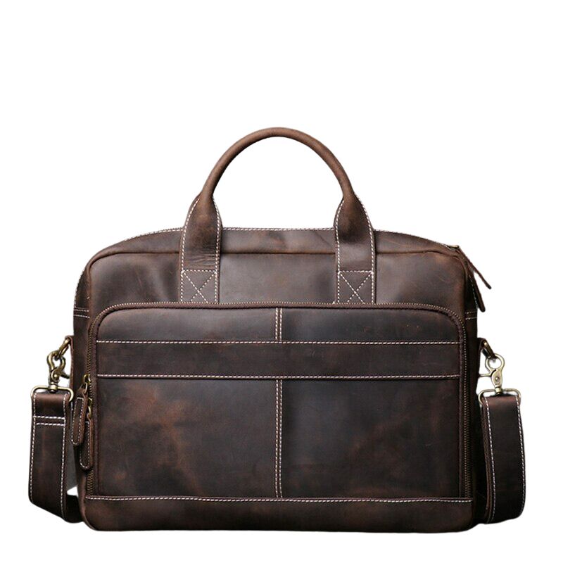 Men's Genuine Leather Vintage Briefcase-Briefcase-Dark Brown-Free Shipping Leatheretro