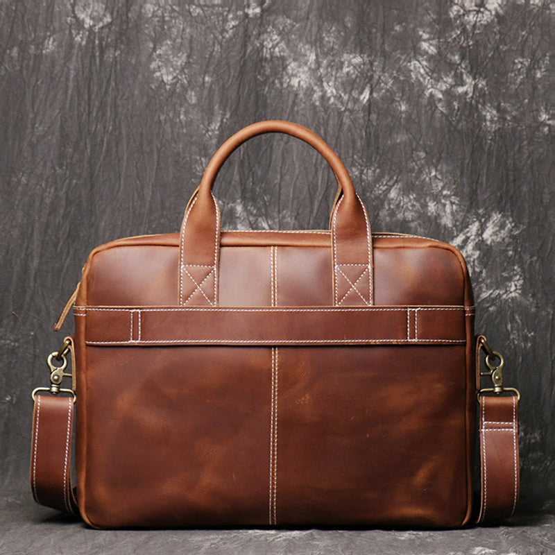 Men's Genuine Leather Vintage Briefcase-Briefcase-Dark Brown-Free Shipping Leatheretro